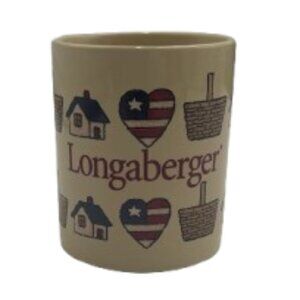 VTG Longaberger Pottery Baskets & Patriotic Hearts 10 Oz Coffee Mug Cup